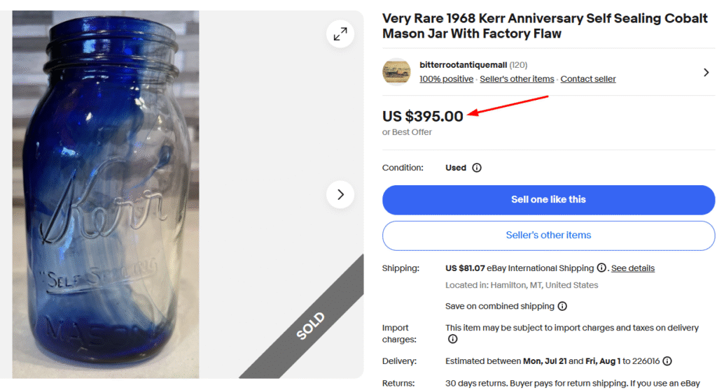 Kerr Anniversary Self Sealing Factory Flaw Mason Jar