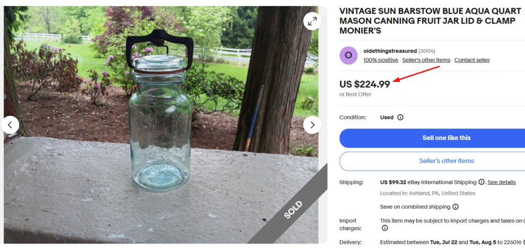 Sun Barstow Aqua Clamp Mason Jar