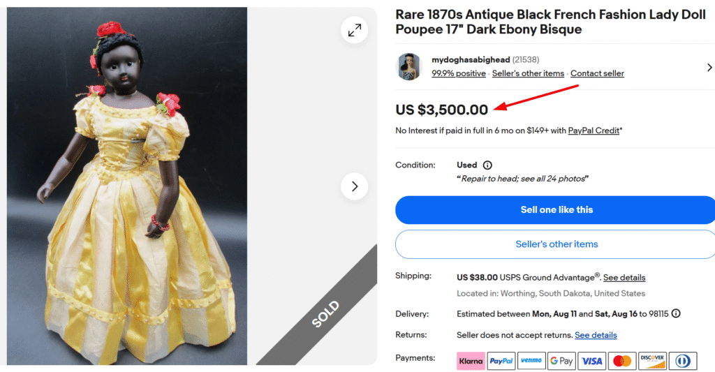 1870s Black French Poupee Lady Doll