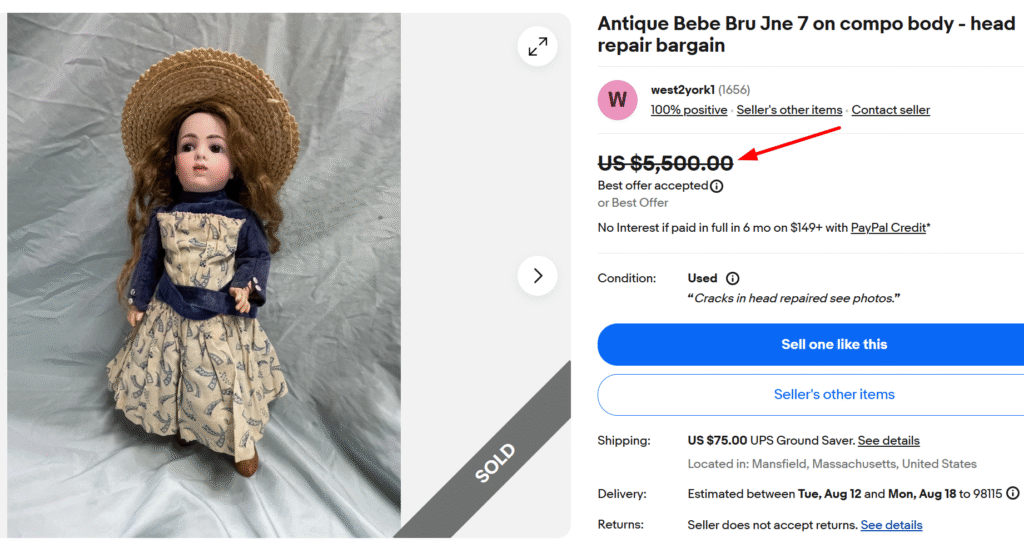 Bebe Bru Jne Doll with Composition Body