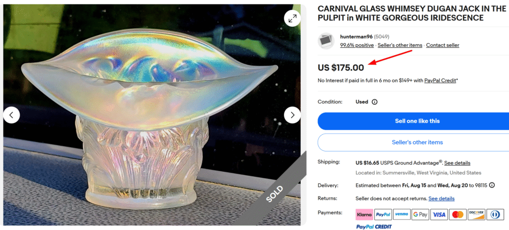 Dugan Jack in the Pulpit White Carnival Glass