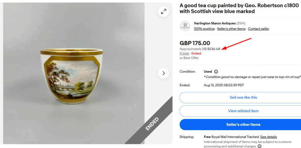 George Robertson's Marked Handpainted Cup