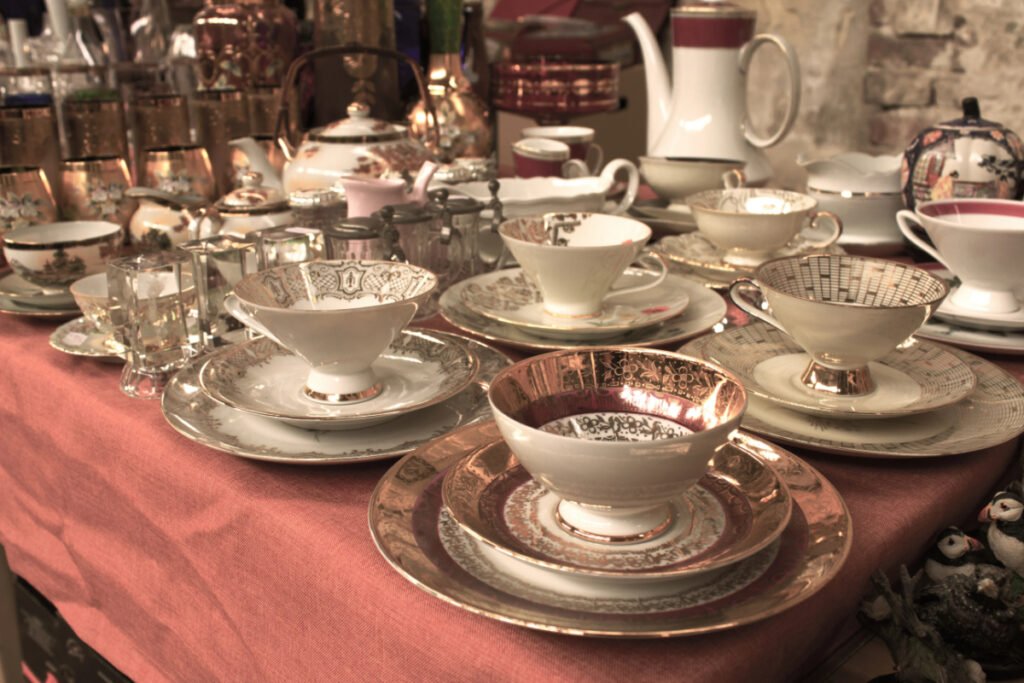 Rare Old Tea Cups on Table