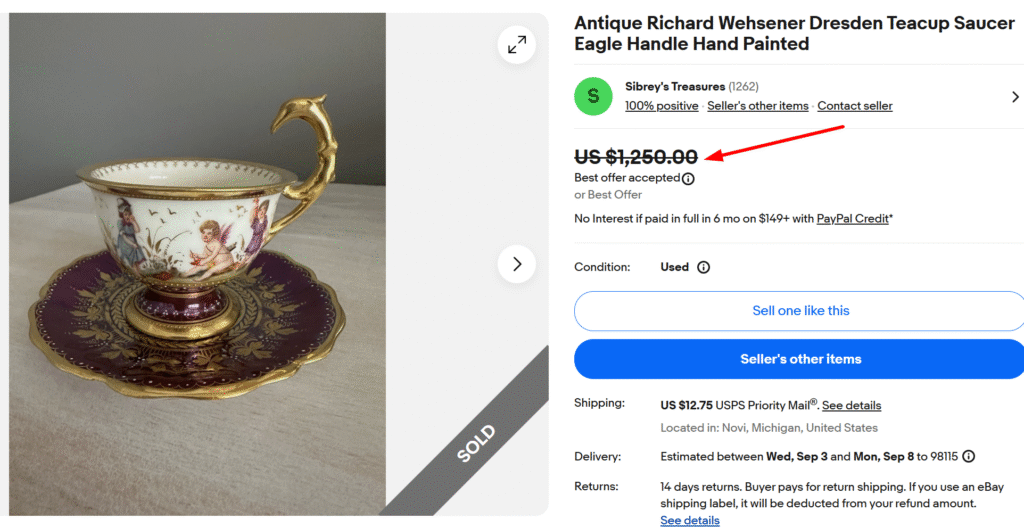 Richard Wehsener Dresden Teacup Saucer