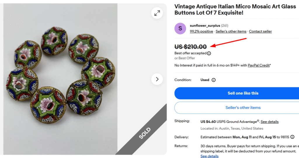 Vintage Italian Micro Mosaic Art Glass Buttons