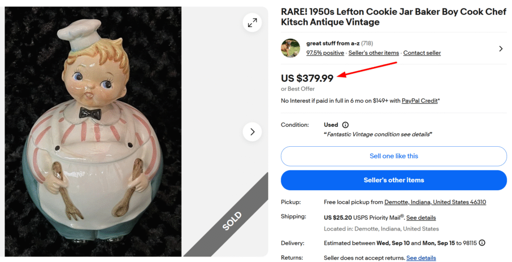 Baker Boy Cookie Jar by Lefton