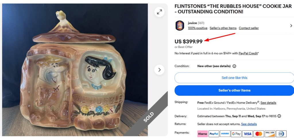 Flintstones The Rubbles House Cookie Jar