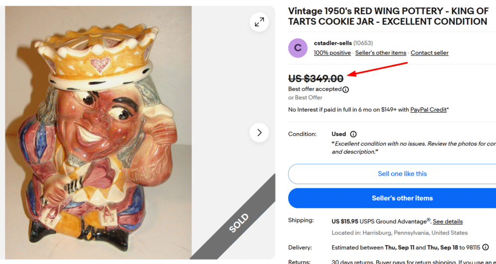 King of Tarts Cookie Jar by Red Wing Pottery