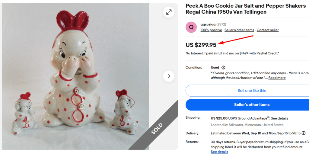 Peek a Boo Cookie Jar & Shaker Set by Regal China