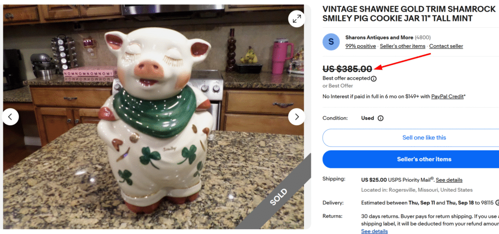 The Smiley Pig Cookie Jar by Shawnee