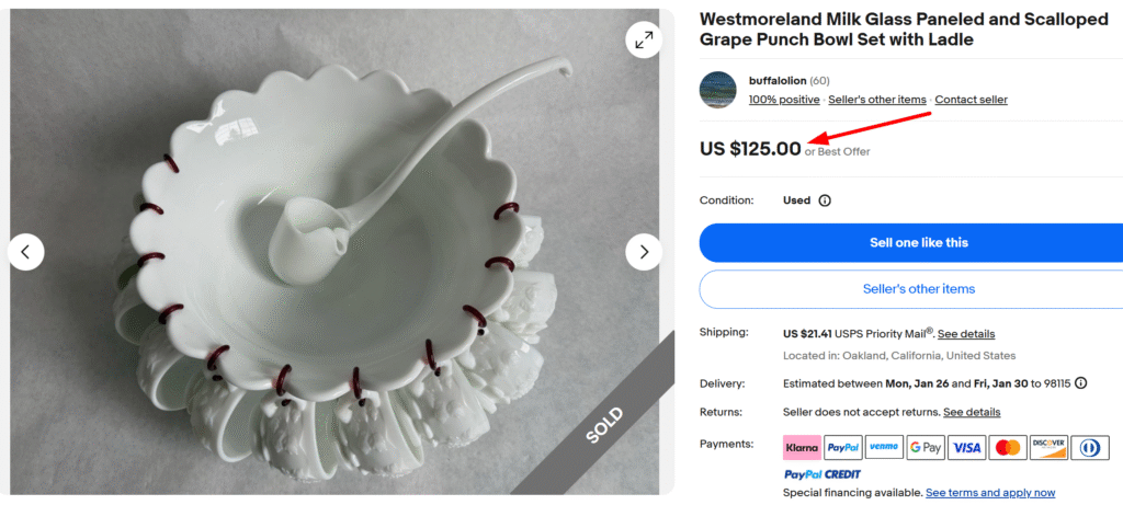 Westmoreland Paneled Grape Punch Bowl Set