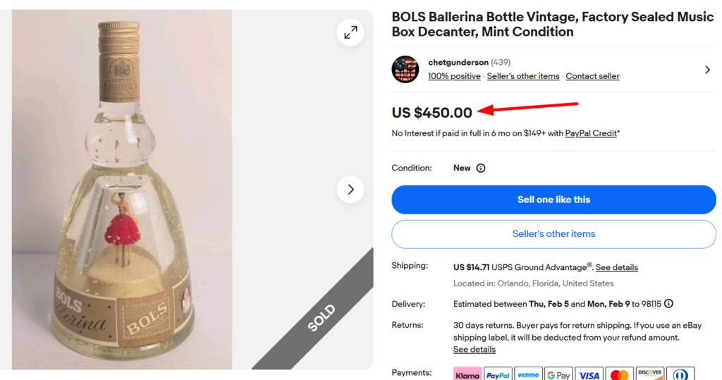 Bols Ballerine Music Box Bottle