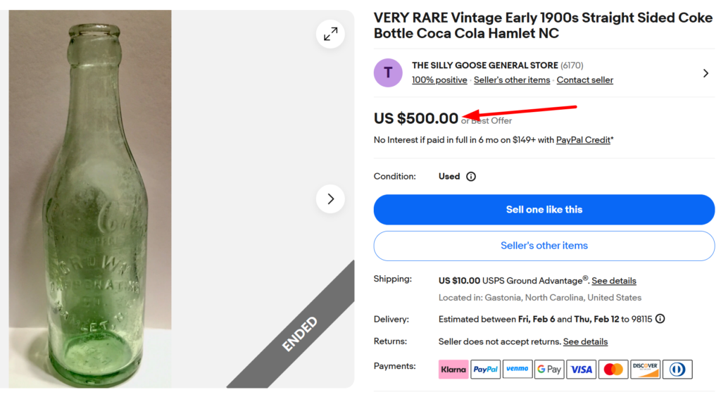 Straight Sided Hamlet Coke Bottle