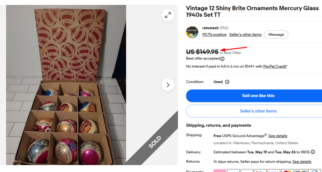 1940s Shiny Brite Box Set