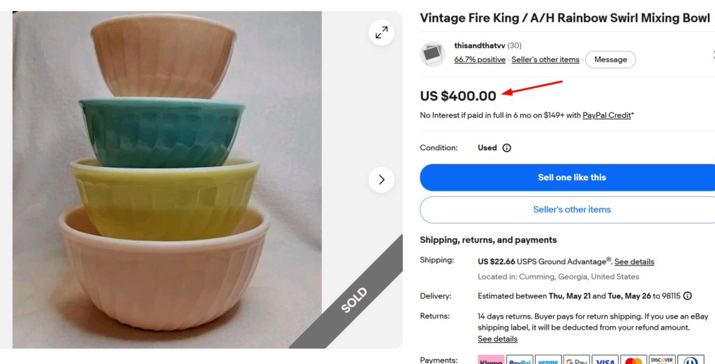 Anchor Hocking Fire King Swirl Mixing Bowls