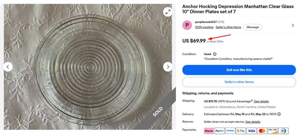 Anchor Hocking Manhattan Clear Glass Dinner Plates