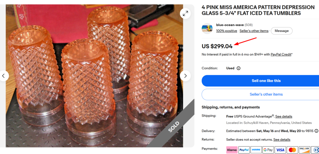 Anchor Hocking Pink Miss America Tumblers