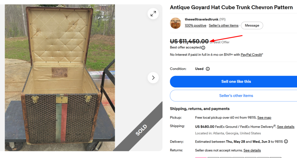 Antique Goyard Cube Hat Trunk