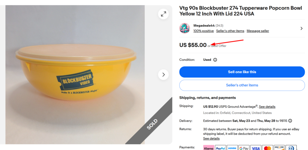Blockbuster Video Popcorn Bowl