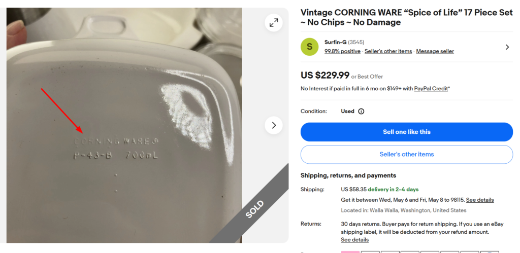 Corning Ware Backstamp