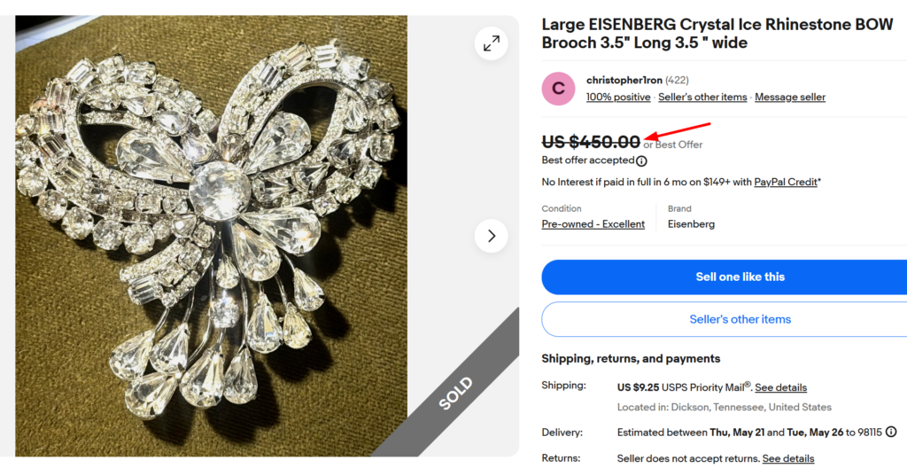 Eisenberg Ice Large Floral Brooch