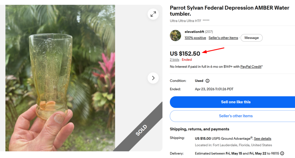 Federal Glass Parrot Sylvan Tumbler