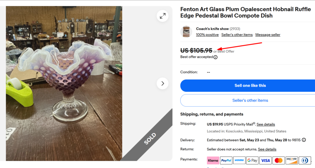 Fenton plum opalescent ruffled vase