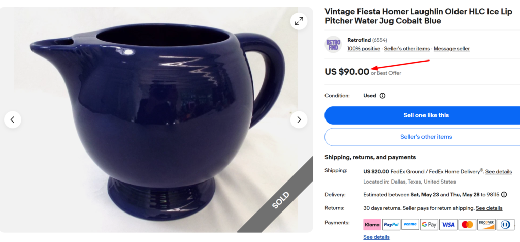 Fiestaware Cobalt Ice Lip Pitcher