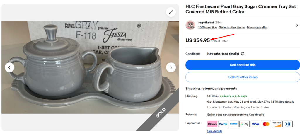 Fiestaware Gray Sugar & Creamer Set