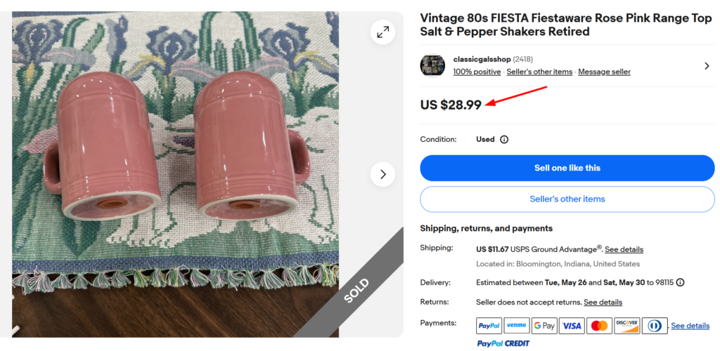Fiestaware Rose Salt & Pepper Shakers