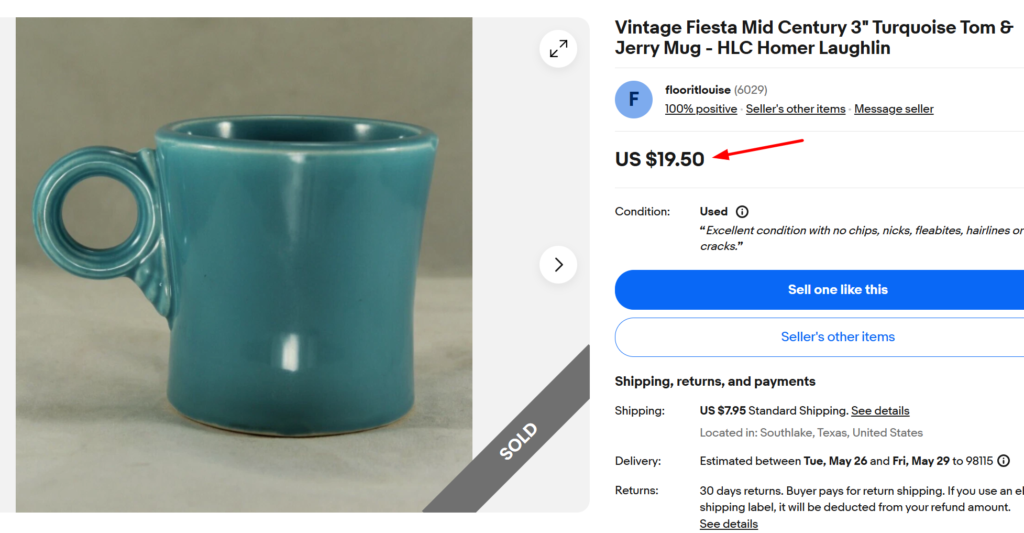 Fiestaware Turquoise Tom & Jerry Mug