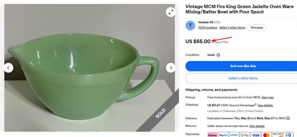 Fire-King Batter Bowl with spout