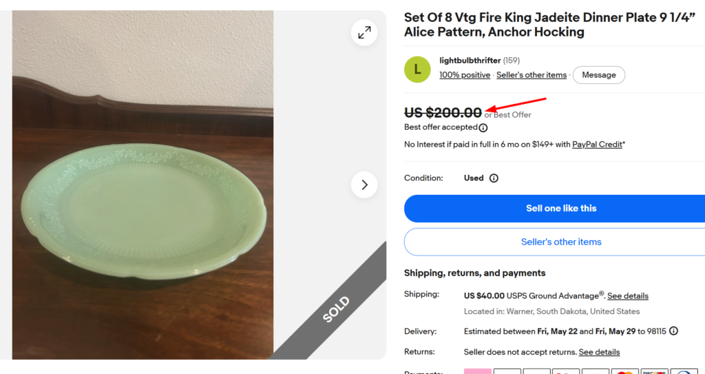 Fire-King Jadeite Alice pattern plate