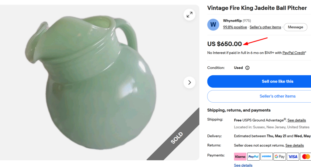 Fire-King Jadeite Ball Pitcher