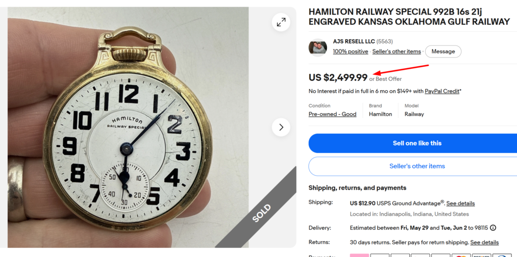 Hamilton 992B Railroad Pocket Watch