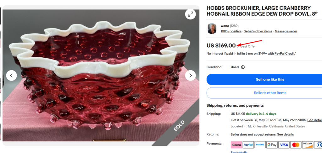Hobbs Brockunier Cranberry Dew Drop Bowl
