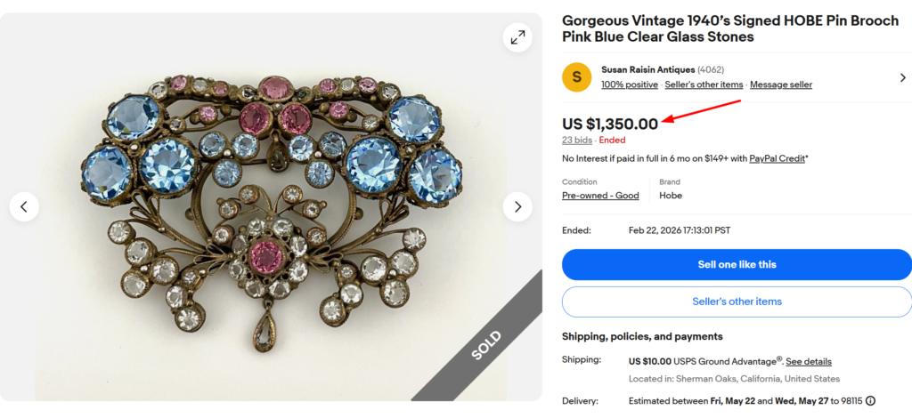 Hobé Glass Stones Brooch