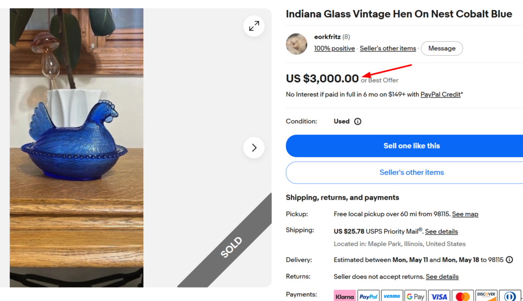 Indiana Glass Cobalt Hen on Nest Candy Dish