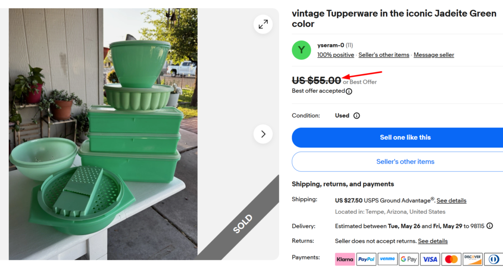 Jadeite-Style Tupperware Set