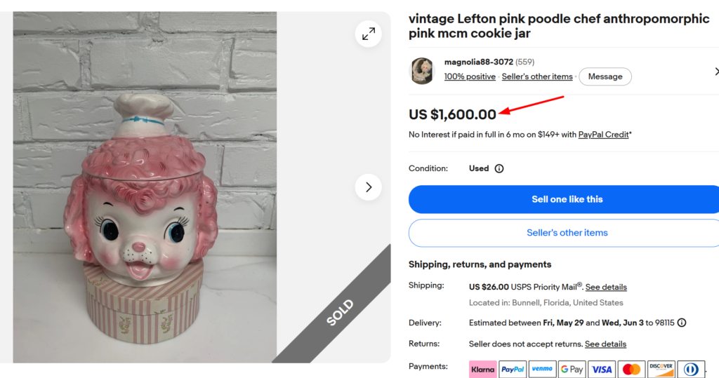 Lefton Pink Poodle Chef Cookie Jar