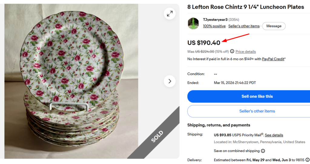 Lefton Rose Chintz Lunch Plates