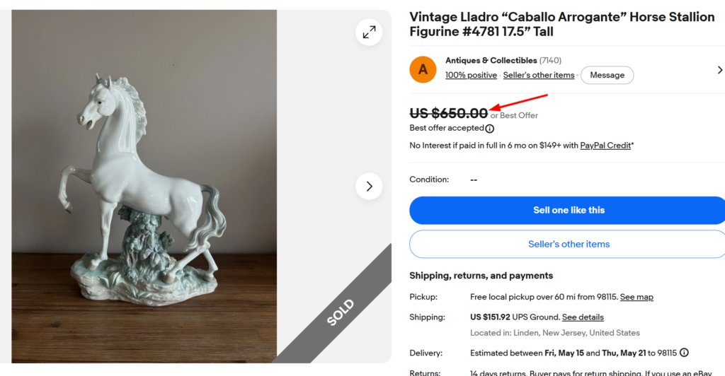 Lladro Caballo Arrogante Horse Stallion Figurine