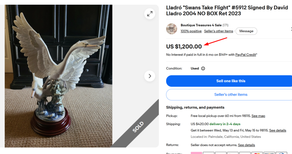 Lladro Swans Take Flight Figurine