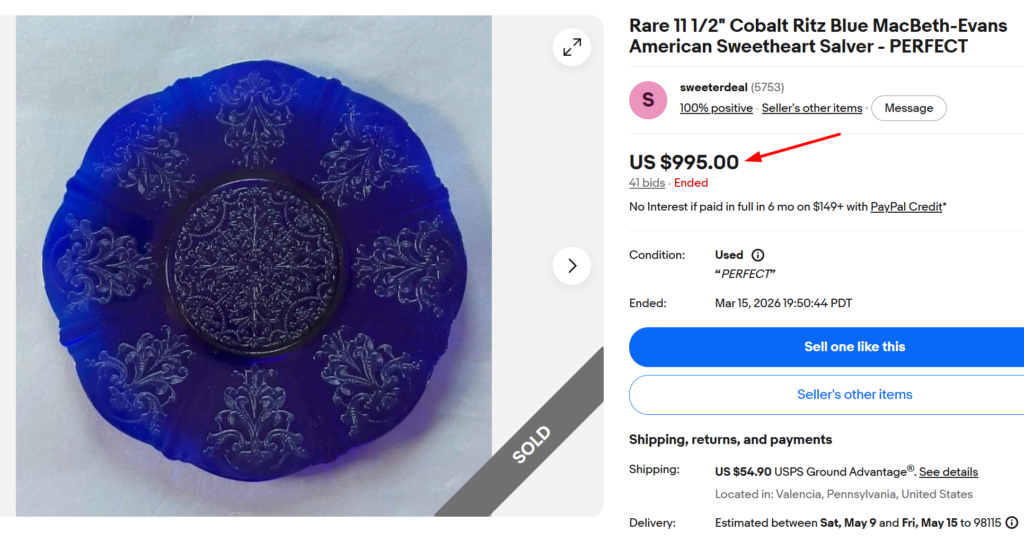 MacBeth-Evans Cobalt Ritz Blue American Sweetheart Salver