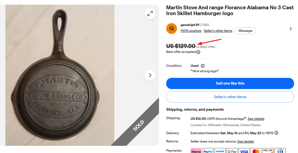 Martin Stove & Range #3 Skillet