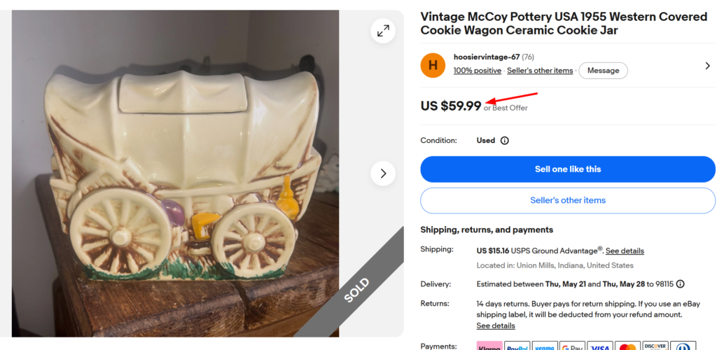 McCoy Covered Cookie Wagon Jar