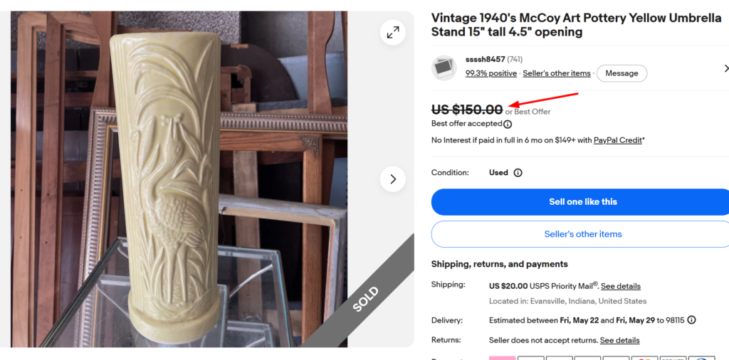 McCoy Yellow Umbrella Stand