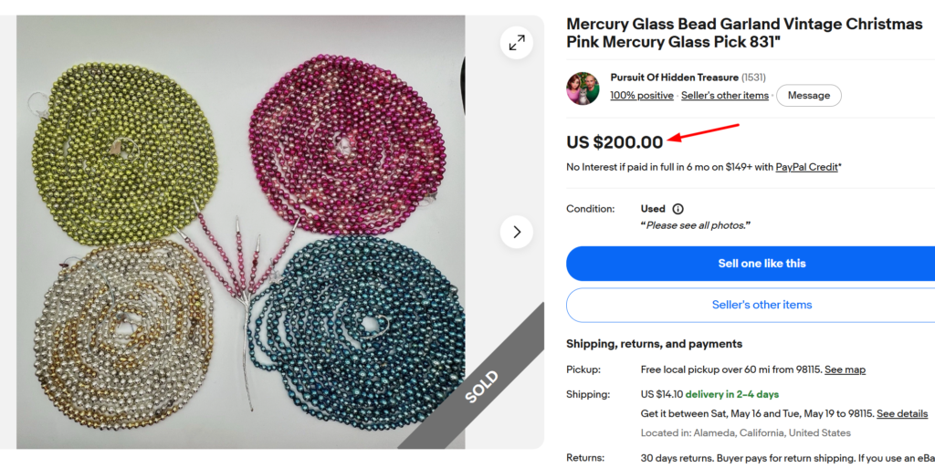 Mercury Glass Garland or Beading