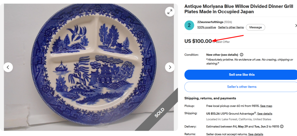 Occupied Japan Antique Blue Willow