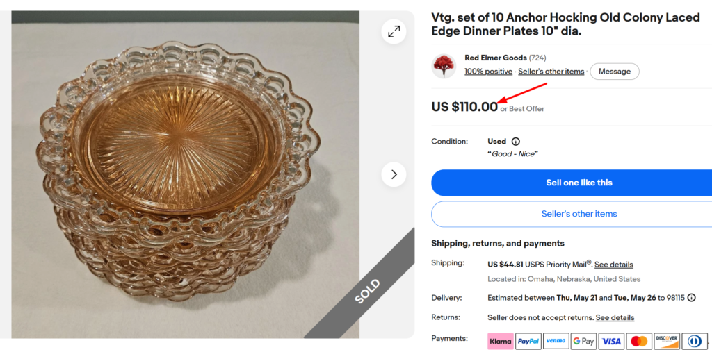 Old Colony Lace Edge Hocking Plates
